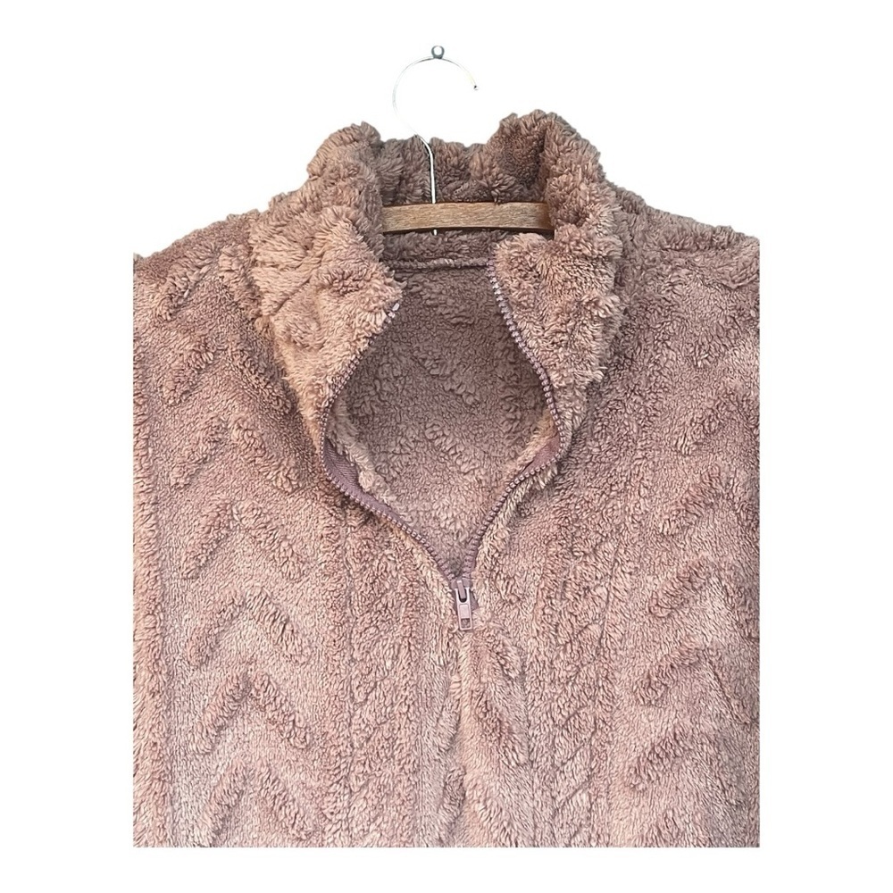 Textured Fleece Women's 3/4 Zip Jacket Pullover - Picture 3 of 6